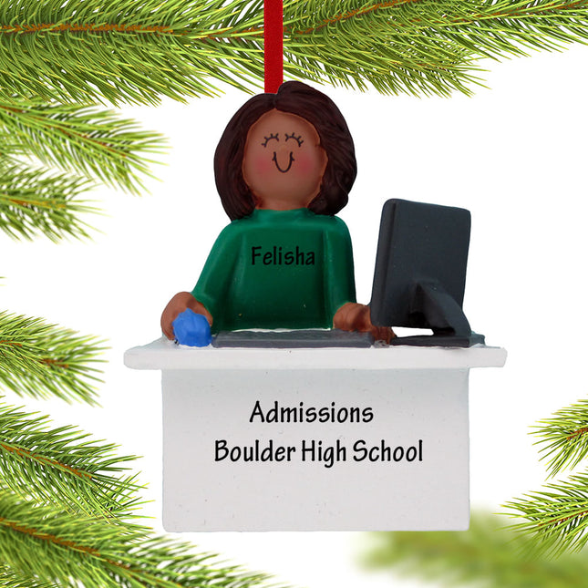 holiday personalized computer female christmas ornament – Christmas ornament, holiday tree decoration or gift