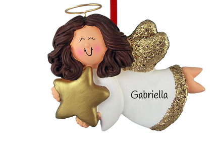 Angel with Gold Star - Girl Christmas Ornament