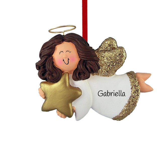 Angel with Gold Star - Girl Christmas Ornament
