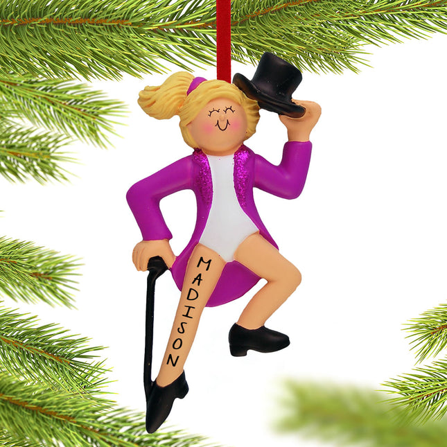 Tap Dancer with Black Top Hat and Cane Personalized Ornament