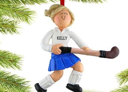 engraved personalized field hockey player christmas ornament – Christmas ornament, holiday tree decoration or gift
