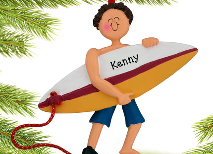 engraved personalized surfer female christmas ornament – Christmas ornament, holiday tree decoration or gift