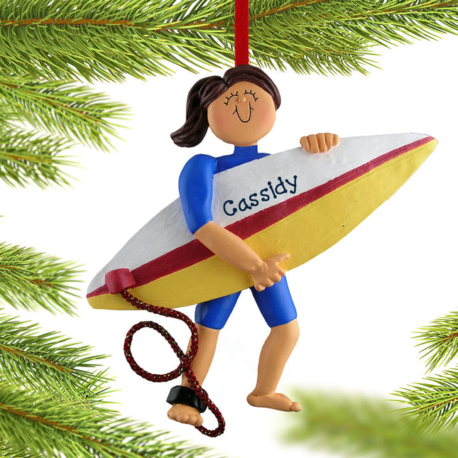 Surfer Personalized Ornament - Male or Female