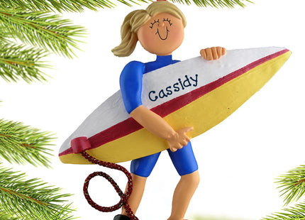 custom personalized surfer male christmas ornament – Christmas ornament, holiday tree decoration or gift