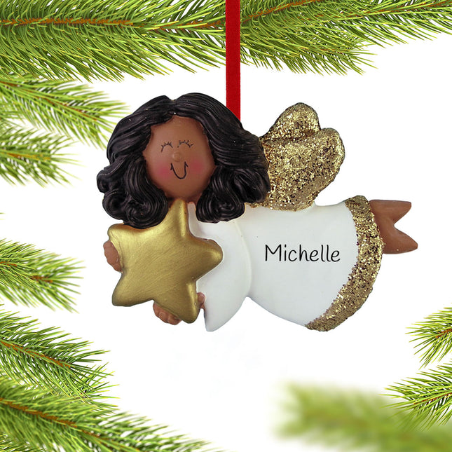 Angel with Gold Star - Girl Christmas Ornament