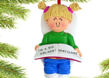 holiday personalized potty training boy christmas ornament – Christmas ornament, holiday tree decoration or gift