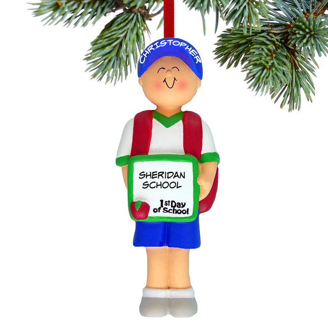 First Day of School Boy Christmas Ornament