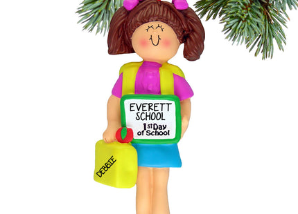 keepsake personalized first day of school girl christmas ornament – Christmas ornament, holiday tree decoration or gift