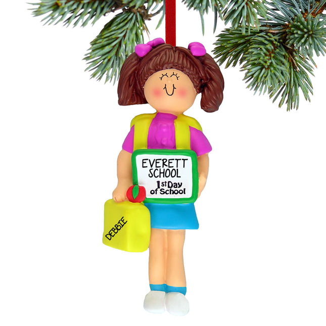 keepsake personalized first day of school girl christmas ornament – Christmas ornament, holiday tree decoration or gift