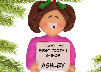 personalized personalized lost a tooth girl christmas ornament – Christmas ornament, holiday tree decoration or gift