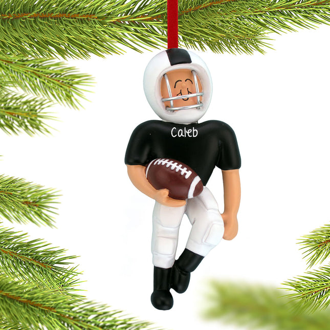 keepsake personalized football player black uniform christmas ornament – Christmas ornament, holiday tree decoration or gift