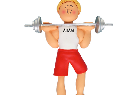 Weightlifter Male With A Barbell Personalized Christmas Ornament