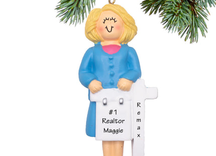 custom personalized real estate female christmas ornament – Christmas ornament, holiday tree decoration or gift