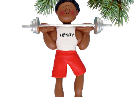 engraved personalized weightlifter male christmas ornament – Christmas ornament, holiday tree decoration or gift