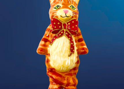 Oliver Ginger Cat Glass Ornament