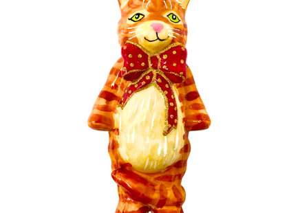 Oliver Ginger Cat Glass Ornament