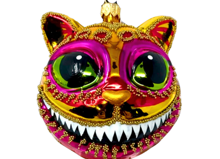 Citrine Cheshire Cat Glass Ornament