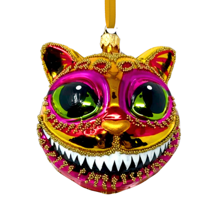Citrine Cheshire Cat Glass Ornament