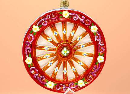 Sicilian Carretto Wheel Polish Glass Ornament (Orange)