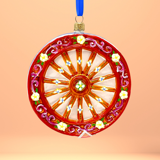 Sicilian Carretto Wheel Polish Glass Ornament (Orange)