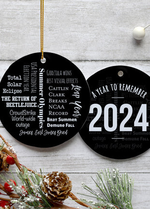 A Year to Remember 2024 Personalized Ceramic Round Ornament - ORNAMENT EXCLUSIVE Personalized Ornament