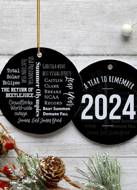 A Year to Remember 2024 Personalized Ceramic Round Ornament - ORNAMENT EXCLUSIVE Personalized Ornament