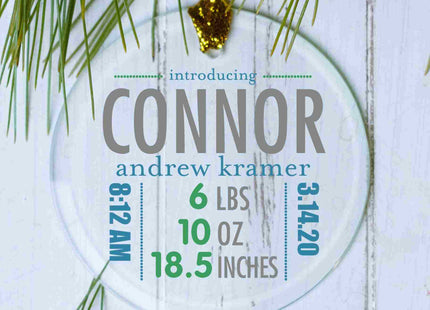 personalized personalized birth stats boy christmas ornament – Christmas ornament, holiday tree decoration or gift