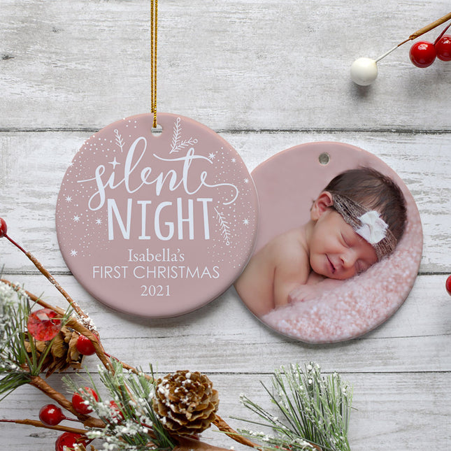 holiday personalized baby's first christmas silent night christmas ornament – Christmas ornament, holiday tree decoration or 