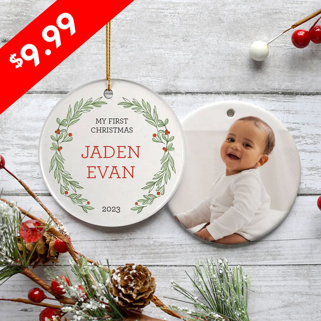 personalized personalized my first christmas photo christmas ornament – Christmas ornament, holiday tree decoration or gift