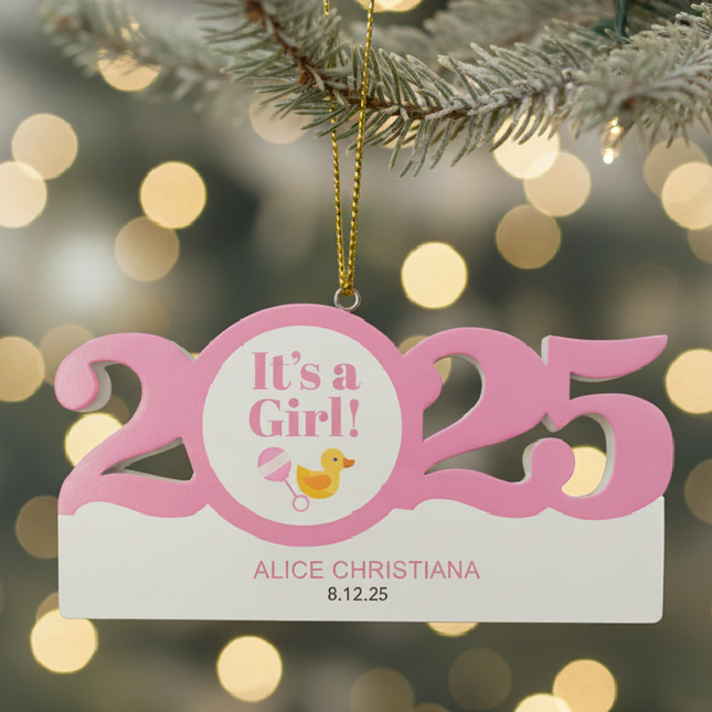 Personalized It's a Girl Christmas Ornament