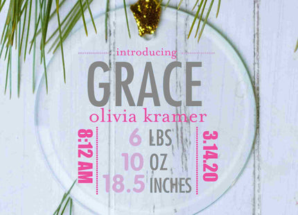 decorative personalized birth stats girl christmas ornament – Christmas ornament, holiday tree decoration or gift
