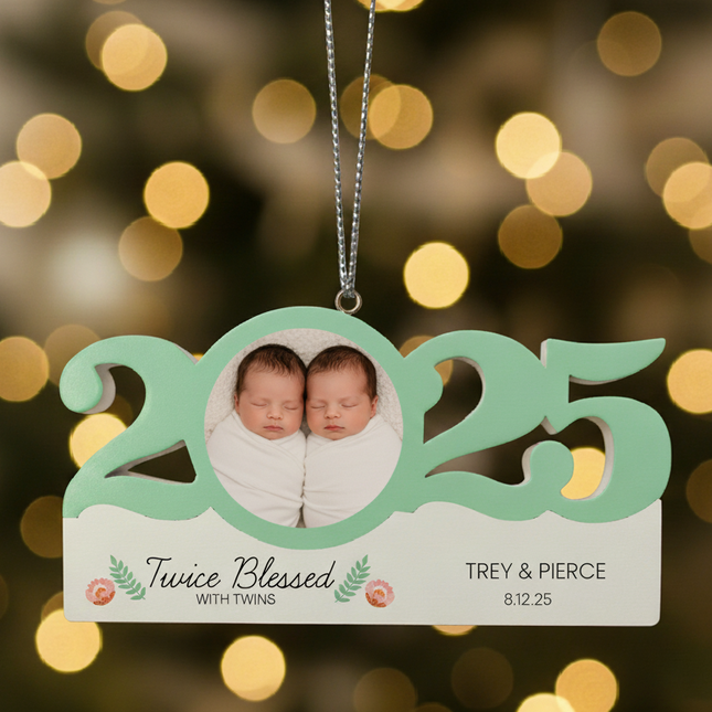 Personalized Dated Twin Babies Ornament