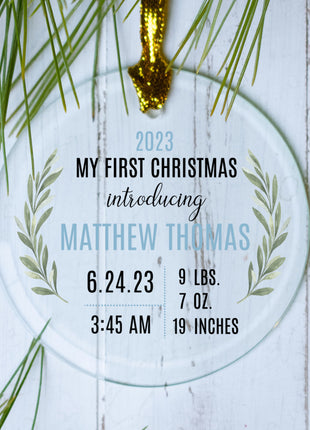 Personalized My First Christmas Baby Boy Christmas Ornament by ORNAMENT SHOP EXCLUSIVE Personalized Glass Ornament
