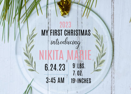 decorative personalized baby girl birth stats christmas ornament – Christmas ornament, holiday tree decoration or gift