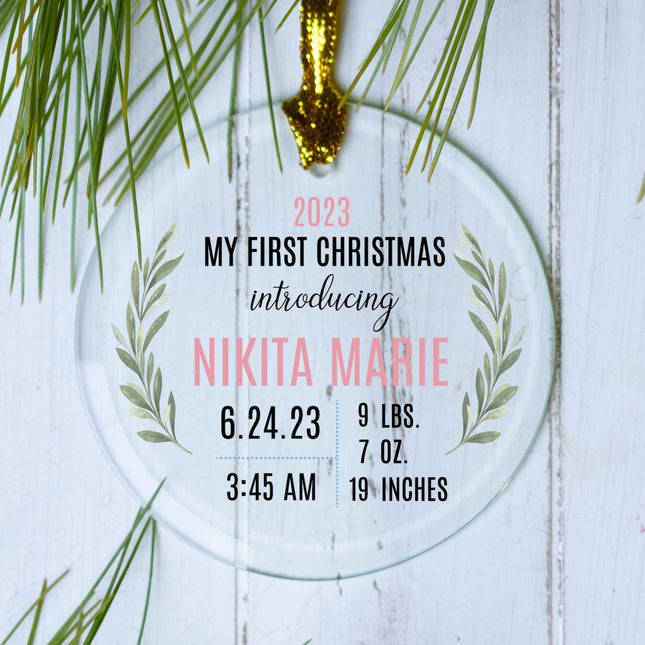 decorative personalized baby girl birth stats christmas ornament – Christmas ornament, holiday tree decoration or gift