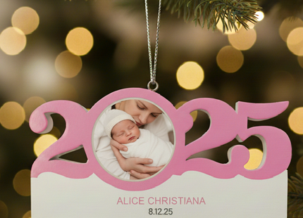 Personalized It's a Girl with Photo Christmas Ornament