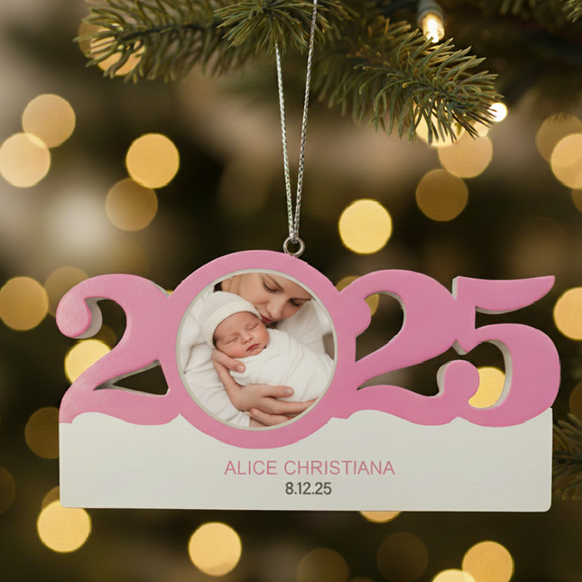 Personalized It's a Girl with Photo Christmas Ornament