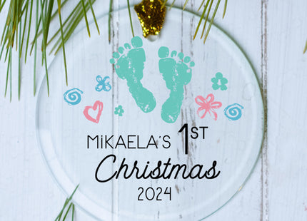 decorative personalized baby feet christmas ornament - green – Christmas ornament, holiday tree decoration or gift