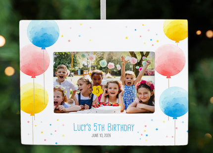 decorative personalized kids birthday picture frame photo ornament – Christmas ornament, holiday tree decoration or gift