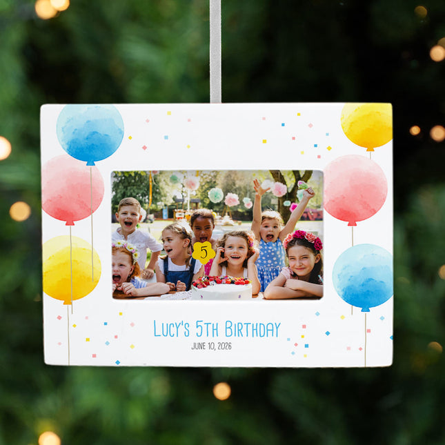 decorative personalized kids birthday picture frame photo ornament – Christmas ornament, holiday tree decoration or gift