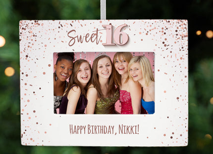 personalized personalized sweet 16 picture frame photo ornament – Christmas ornament, holiday tree decoration or gift