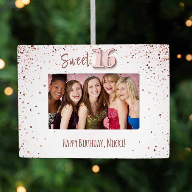 personalized personalized sweet 16 picture frame photo ornament – Christmas ornament, holiday tree decoration or gift