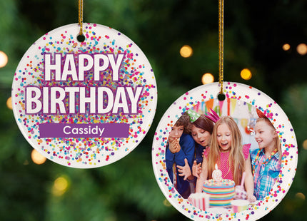 engraved personalized birthday confetti christmas ornament – Christmas ornament, holiday tree decoration or gift