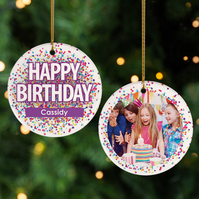 engraved personalized birthday confetti christmas ornament – Christmas ornament, holiday tree decoration or gift