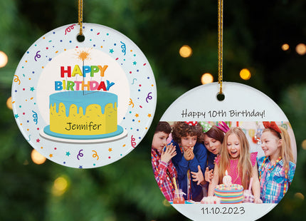 keepsake personalized happy birthday photo christmas ornament – Christmas ornament, holiday tree decoration or gift