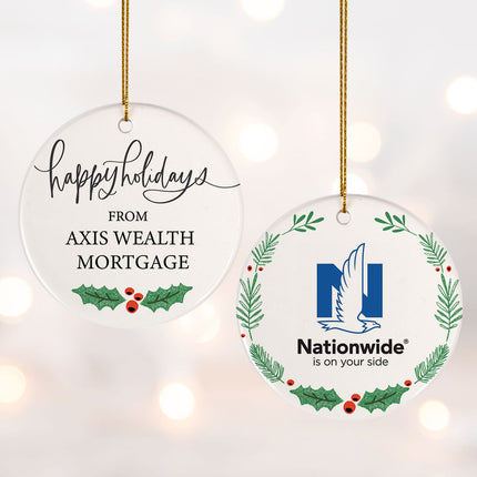 engraved add your logo happy holidays christmas ornament – Christmas ornament, holiday tree decoration or gift