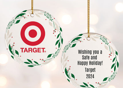 holiday add your logo wreath christmas ornament – Christmas ornament, holiday tree decoration or gift