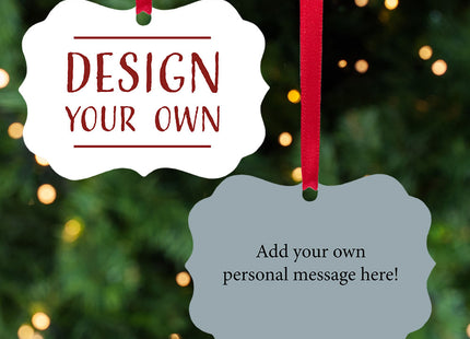 holiday personalized design your own metal christmas ornament – Christmas ornament, holiday tree decoration or gift