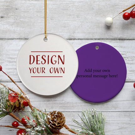 holiday personalized design your own round christmas ornament – Christmas ornament, holiday tree decoration or gift