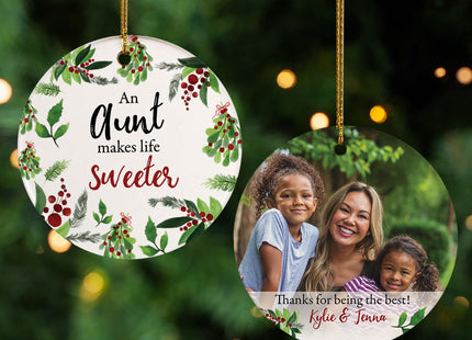 decorative personalized aunt photo christmas ornament – Christmas ornament, holiday tree decoration or gift